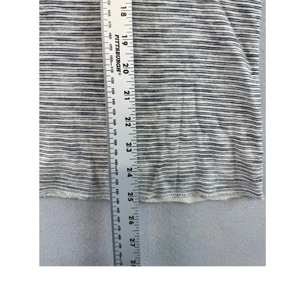 J. Crew Knit Goods Mens Henley Shirt Long Sleeve Striped Navy Cream 100% Cotton